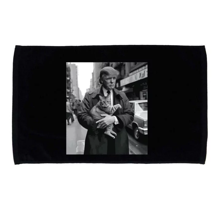 Donald Trump And Cat In Nyc Microfiber Hand Towel