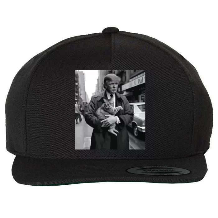 Donald Trump And Cat In Nyc Wool Snapback Cap