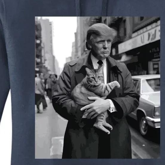 Donald Trump And Cat In Nyc Women's Pullover Hoodie