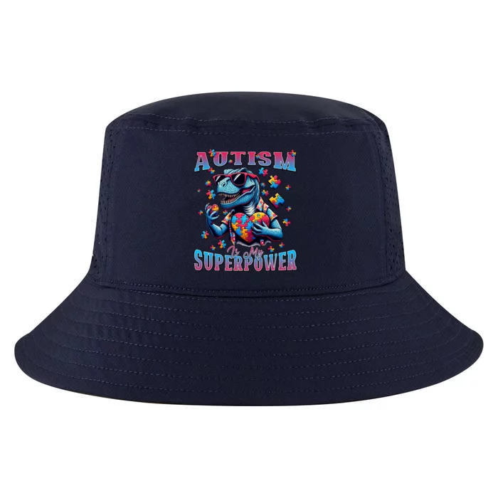 Dinosaur Trex Autism Is My Superpower Autism Awareness Gift Cool Comfort Performance Bucket Hat