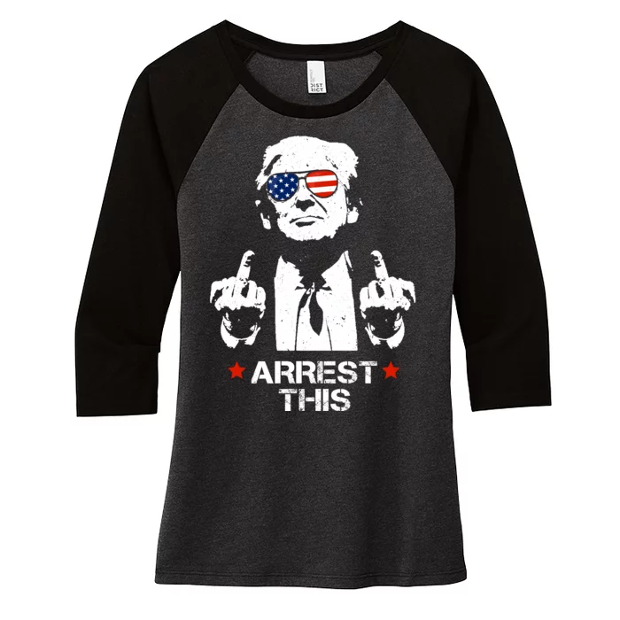 Donald Trump Arrest This Funny 2024 Election Women's Tri-Blend 3/4-Sleeve Raglan Shirt