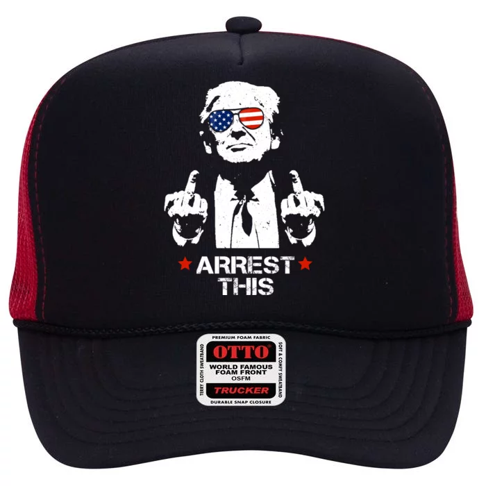 Donald Trump Arrest This Funny 2024 Election High Crown Mesh Trucker Hat