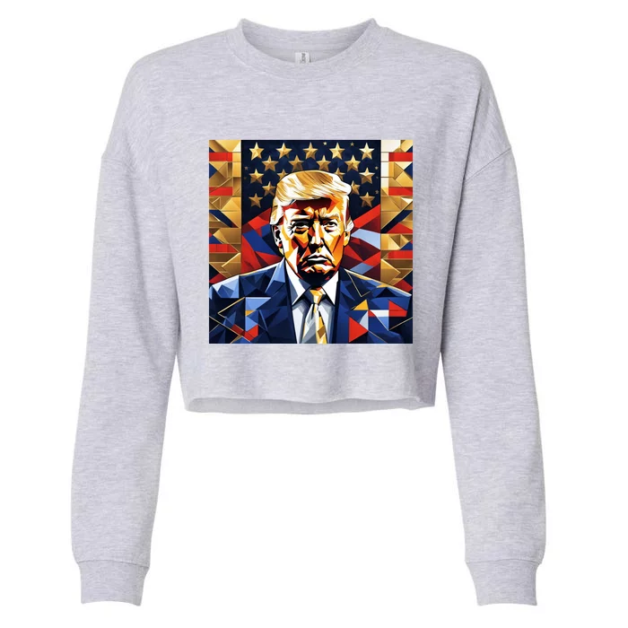 Donald Trump Art Cubist Cropped Pullover Crew