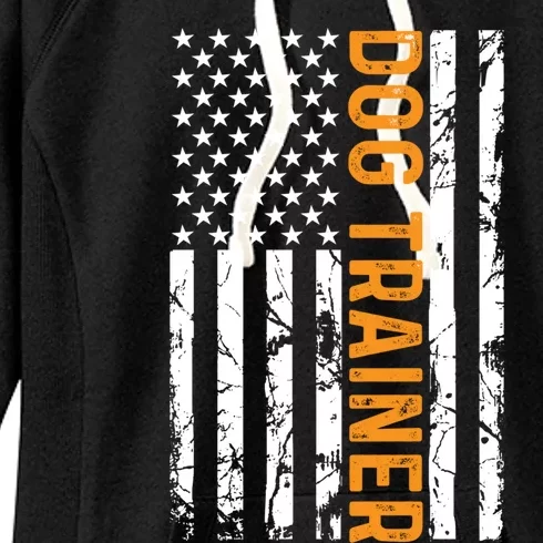 Dog Trainer American Flag Training Dogs Funny Dog Trainer Gift Women's Fleece Hoodie