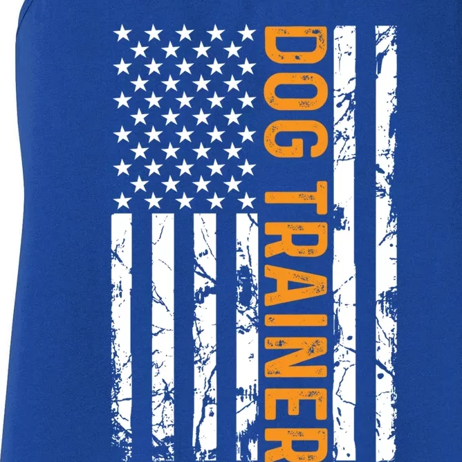 Dog Trainer American Flag Training Dogs Funny Dog Trainer Gift Women's Racerback Tank