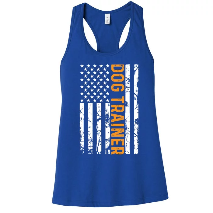 Dog Trainer American Flag Training Dogs Funny Dog Trainer Gift Women's Racerback Tank