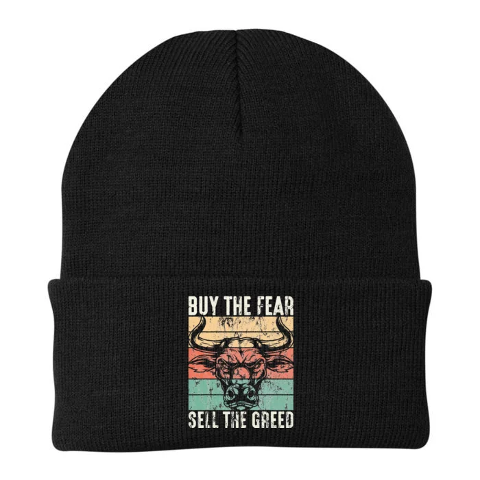 Day Trader Buy The Fear Sell The Greed Stock Market Knit Cap Winter Beanie