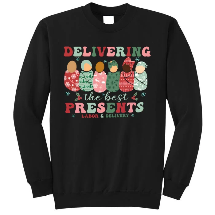 Delivering The Best Presents Labor And Delivery Nurse Christmas Tall Sweatshirt