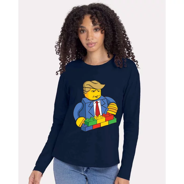 Donald Trump Building Wall Funny Toy Womens Cotton Relaxed Long Sleeve T-Shirt