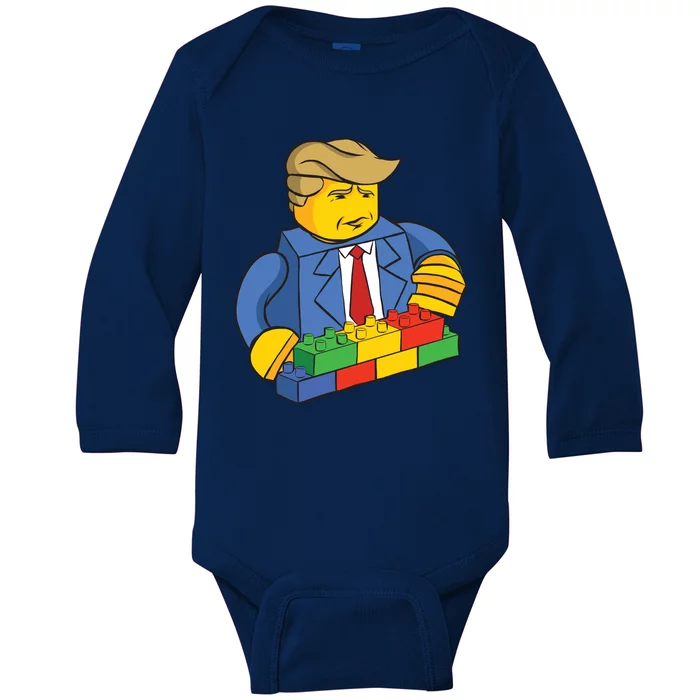 Donald Trump Building Wall Funny Toy Baby Long Sleeve Bodysuit