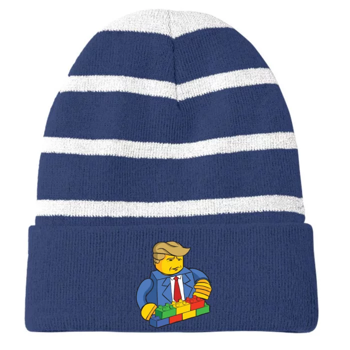 Donald Trump Building Wall Funny Toy Striped Beanie with Solid Band