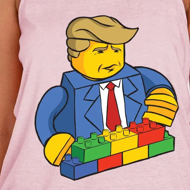 Donald Trump Building Wall Funny Toy Women's Knotted Racerback Tank