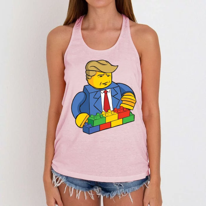 Donald Trump Building Wall Funny Toy Women's Knotted Racerback Tank