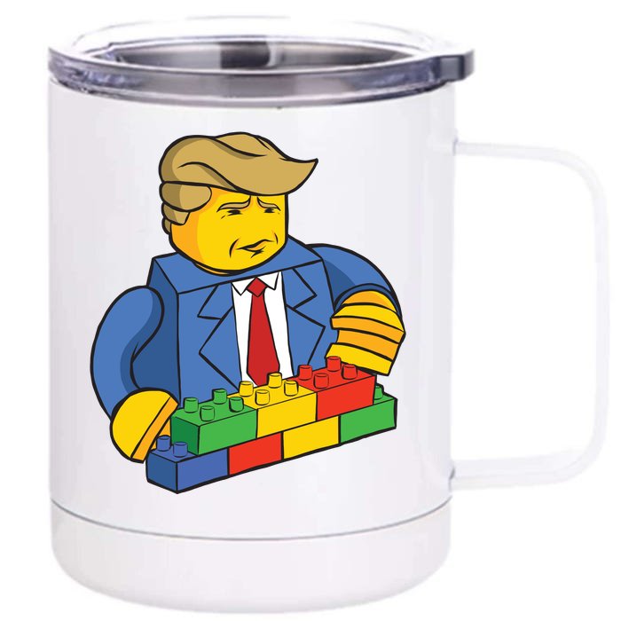 Donald Trump Building Wall Funny Toy Front & Back 12oz Stainless Steel Tumbler Cup