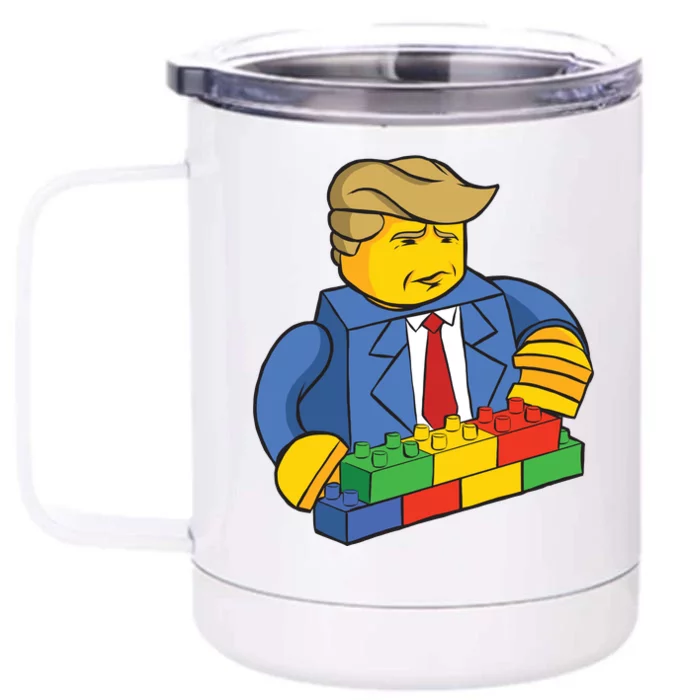 Donald Trump Building Wall Funny Toy Front & Back 12oz Stainless Steel Tumbler Cup