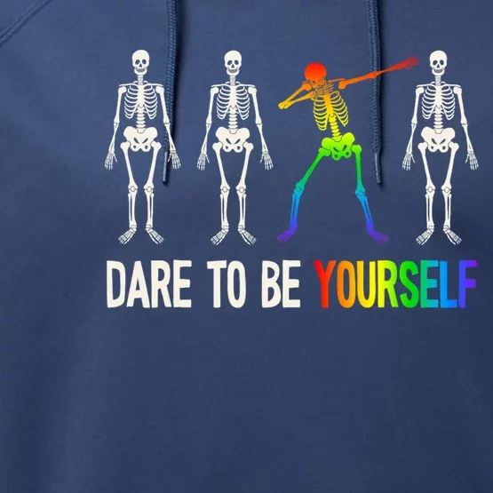 Dare To Be Yourself Gift Lgbt Pride Gift Lgbtq Gift Performance Fleece Hoodie