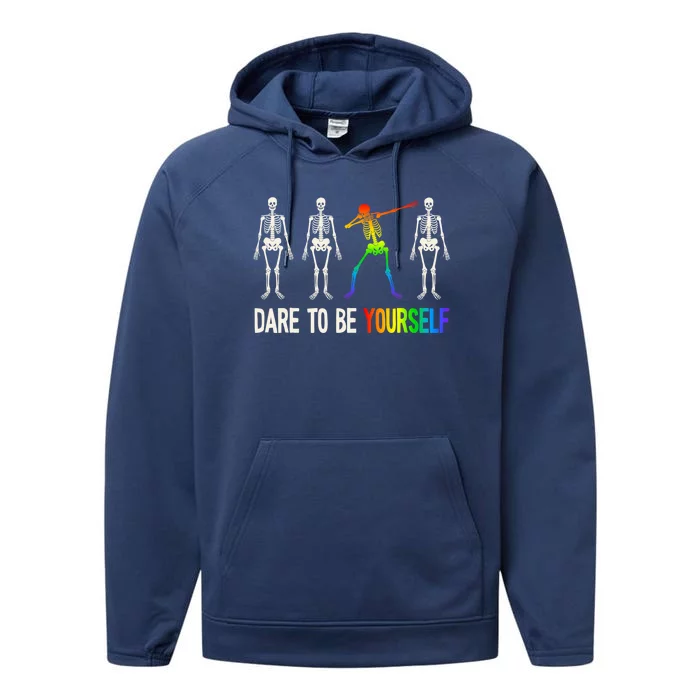 Dare To Be Yourself Gift Lgbt Pride Gift Lgbtq Gift Performance Fleece Hoodie