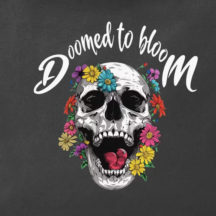 Doomed To Bloom Skull And Flowers Sobriety Zip Tote Bag