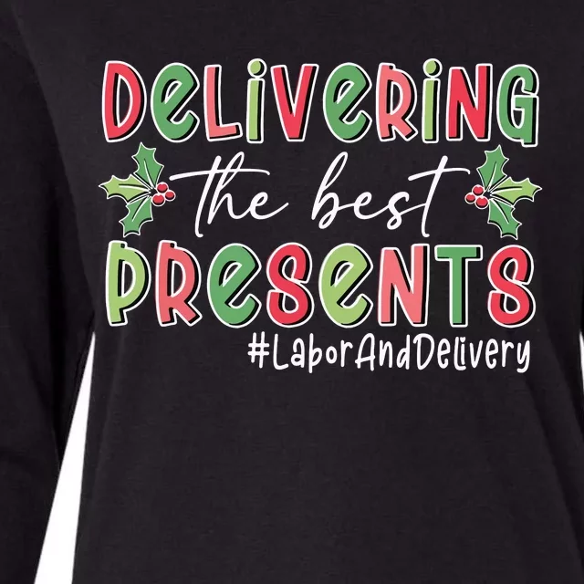 Delivering The Best Presents Labor Delivery Nurse Christmas Womens Cotton Relaxed Long Sleeve T-Shirt