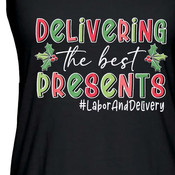 Delivering The Best Presents Labor Delivery Nurse Christmas Ladies Essential Flowy Tank