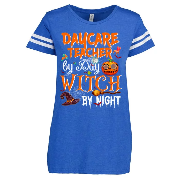 Daycare Teacher By Day Witch By Night Cute Gift Enza Ladies Jersey Football T-Shirt