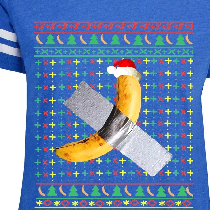 Duct Tape Banana Art Ugly Christmas Sweater Funny Santa Hat Gift Enza Ladies Jersey Football T-Shirt