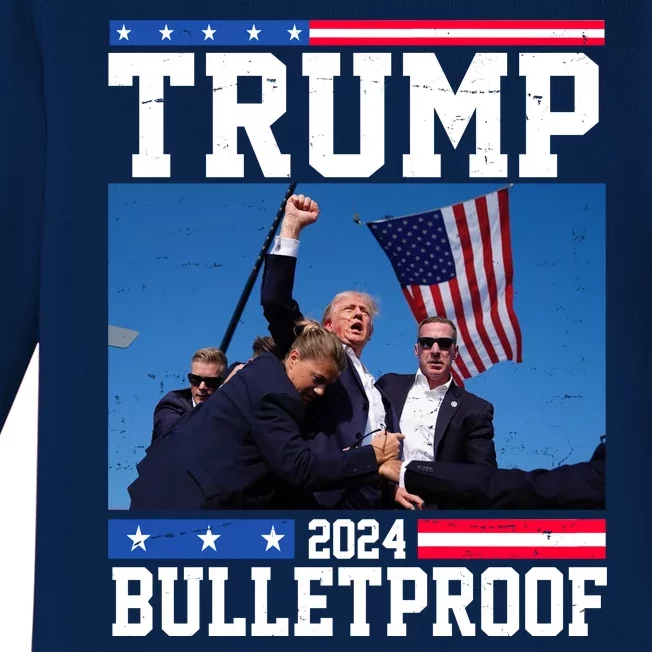 Donald Trump Bulletproof Fight Fist Legend 2024 Baby Long Sleeve Bodysuit