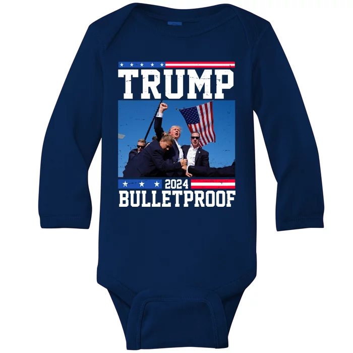 Donald Trump Bulletproof Fight Fist Legend 2024 Baby Long Sleeve Bodysuit