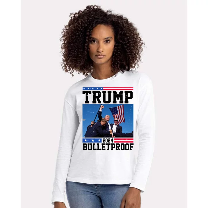 Donald Trump Bulletproof Fight Fist Legend 2024 Womens Cotton Relaxed Long Sleeve T-Shirt