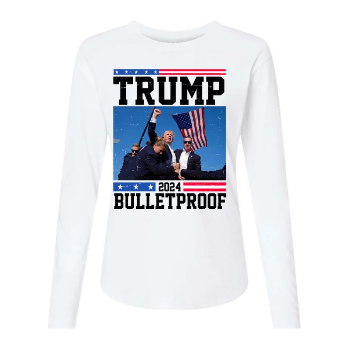 Donald Trump Bulletproof Fight Fist Legend 2024 Womens Cotton Relaxed Long Sleeve T-Shirt