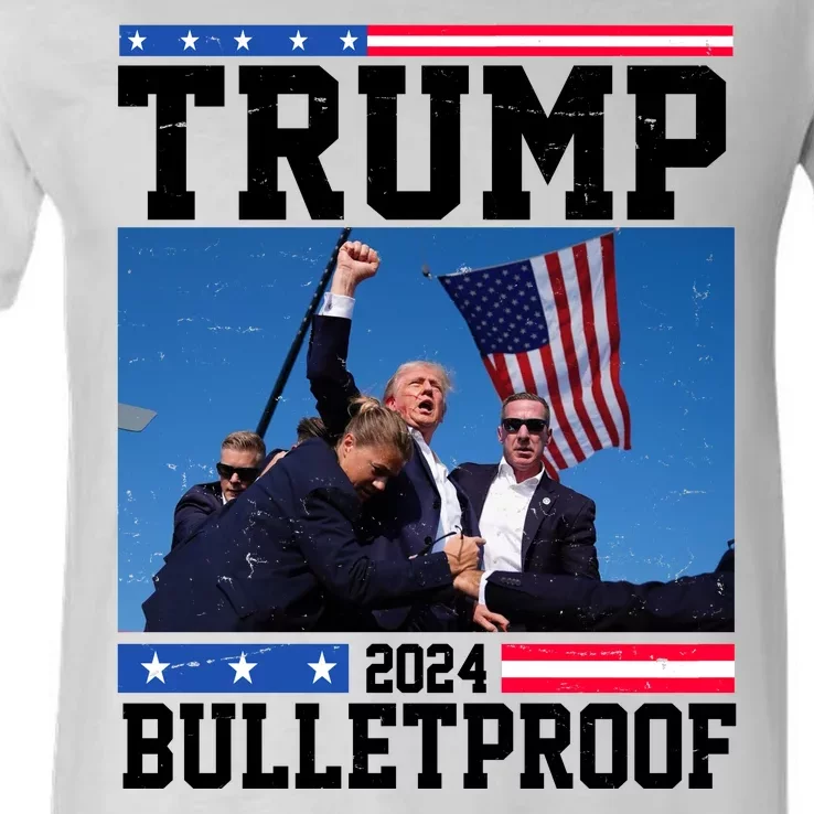 Donald Trump Bulletproof Fight Fist Legend 2024 V-Neck T-Shirt