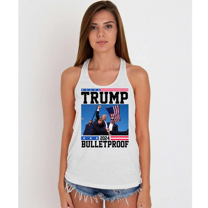 Donald Trump Bulletproof Fight Fist Legend 2024 Women's Knotted Racerback Tank