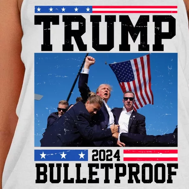 Donald Trump Bulletproof Fight Fist Legend 2024 Women's Knotted Racerback Tank