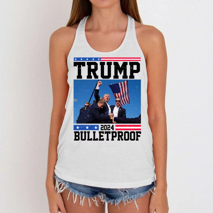 Donald Trump Bulletproof Fight Fist Legend 2024 Women's Knotted Racerback Tank