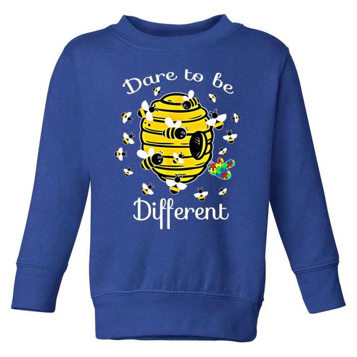 Dare To Be Different Bee Puzzle Cool Autism Awareness Gift Toddler Sweatshirt