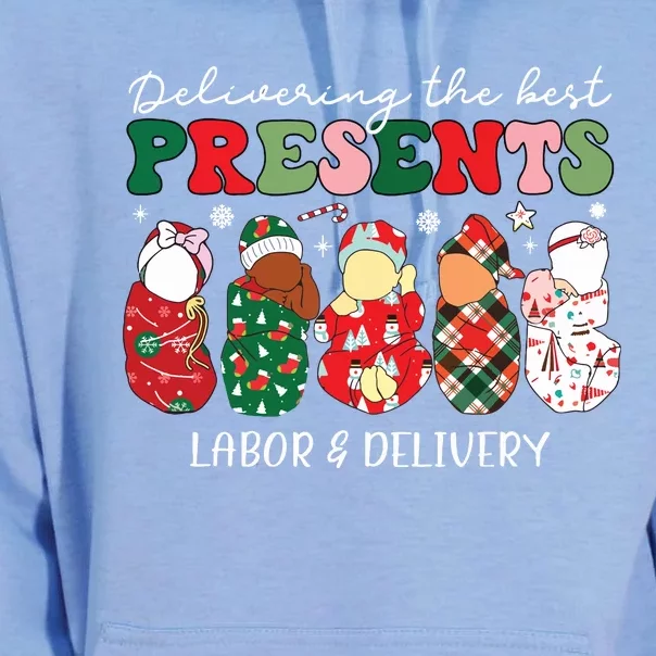 Delivering The Best Presents Labor Delivery Nurse Christmas Unisex Surf Hoodie