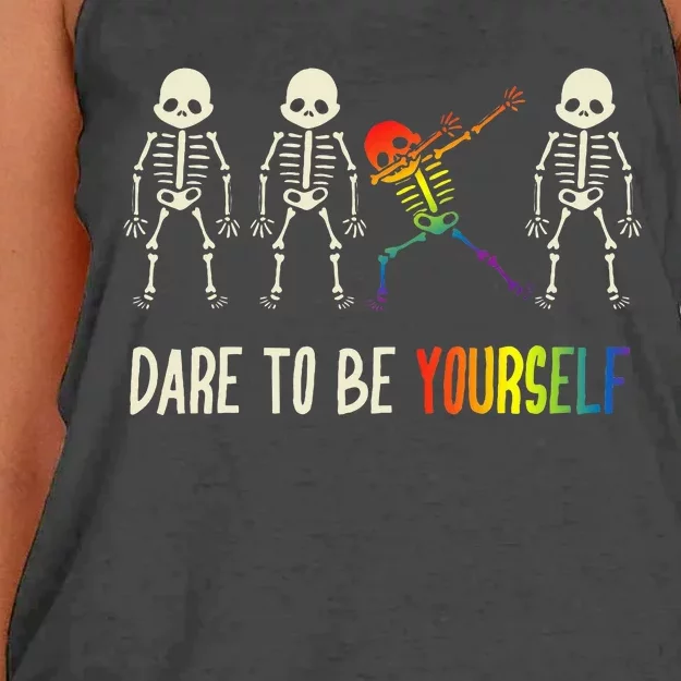 Dare To Be Yourself Cute Lgbt Pride Women's Knotted Racerback Tank