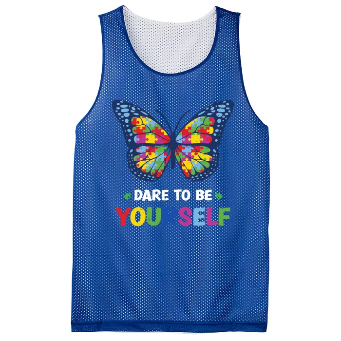 Dare To Be Yourself Butterfly Autism Awareness Great Gift Mesh Reversible Basketball Jersey Tank