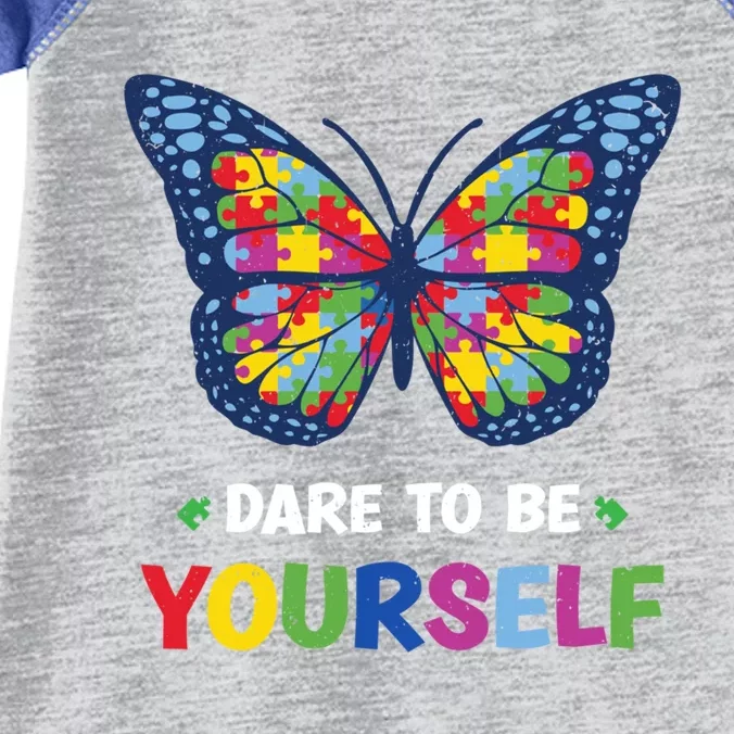 Dare To Be Yourself Butterfly Autism Awareness Great Gift Infant Baby Jersey Bodysuit