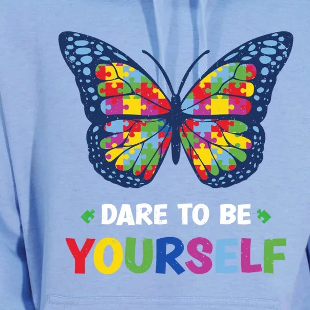 Dare To Be Yourself Butterfly Autism Awareness Great Gift Unisex Surf Hoodie