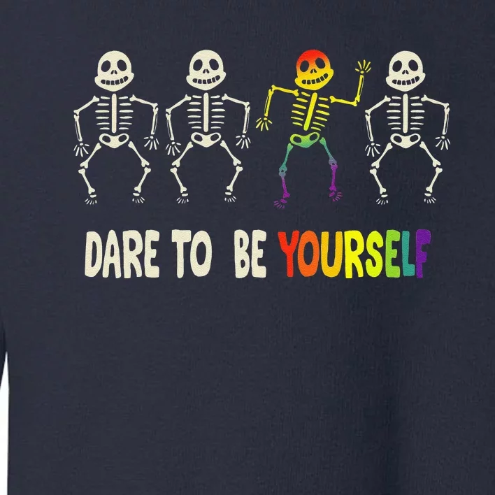 Dare To Be Yourself Cute Lgbt Pride Bones Rainbow Toddler Sweatshirt