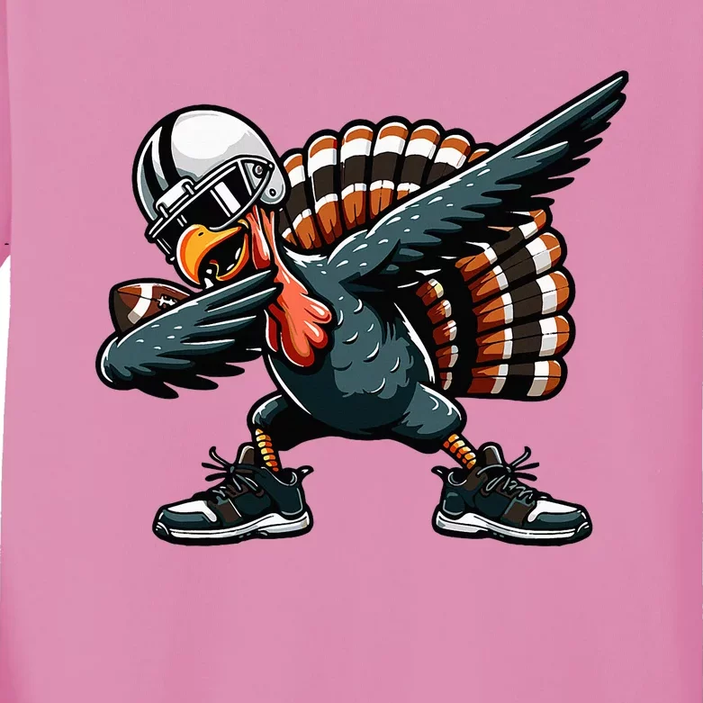 Dabbing Turkey Bowl Football Thanksgiving Kids Long Sleeve Shirt