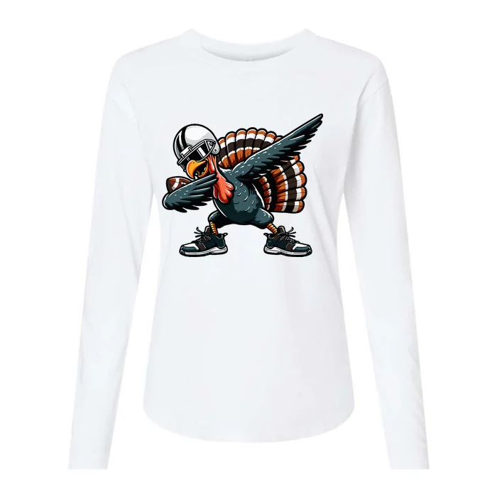 Dabbing Turkey Bowl Football Thanksgiving Womens Cotton Relaxed Long Sleeve T-Shirt