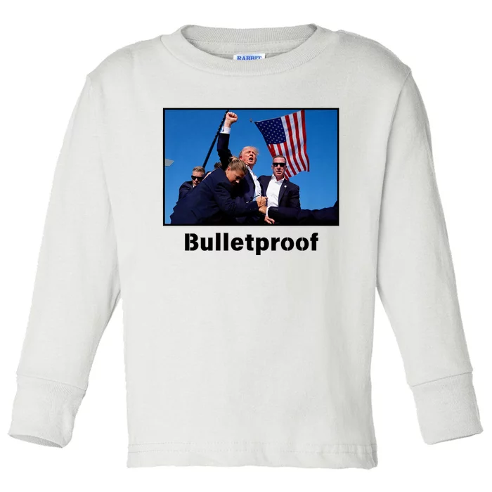 Donald Trump Bulletproof 2024 Presidential Candidate 45 Toddler Long Sleeve Shirt