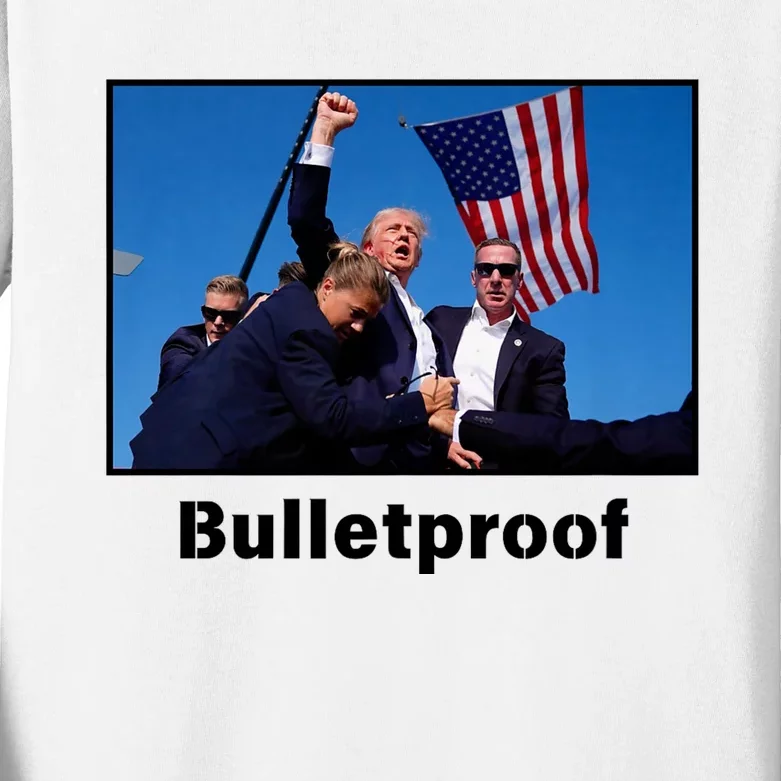 Donald Trump Bulletproof 2024 Presidential Candidate 45 Kids Long Sleeve Shirt