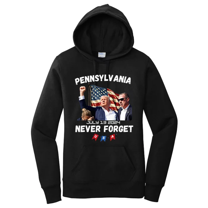 Donald Trump Butler Pennsylvania Never Forget Women's Pullover Hoodie