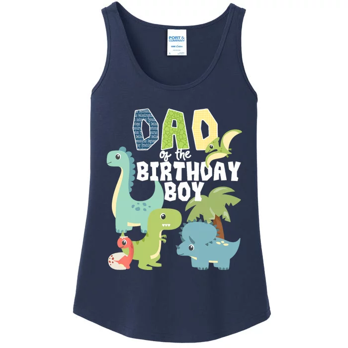 Dinosaurs Theme Birthday Dad Of The Birthday Boy Dinosaur Ladies Essential Tank