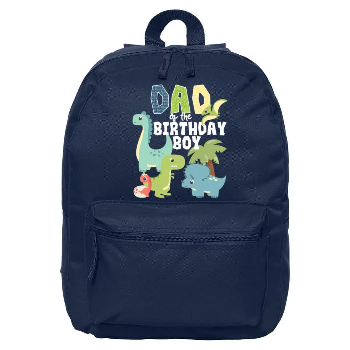 Dinosaurs Theme Birthday Dad Of The Birthday Boy Dinosaur 16 in Basic Backpack