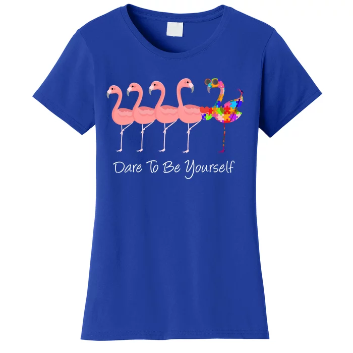 Dare To Be Yours Autism Awareness Pink Flamingo Gift Women's T-Shirt