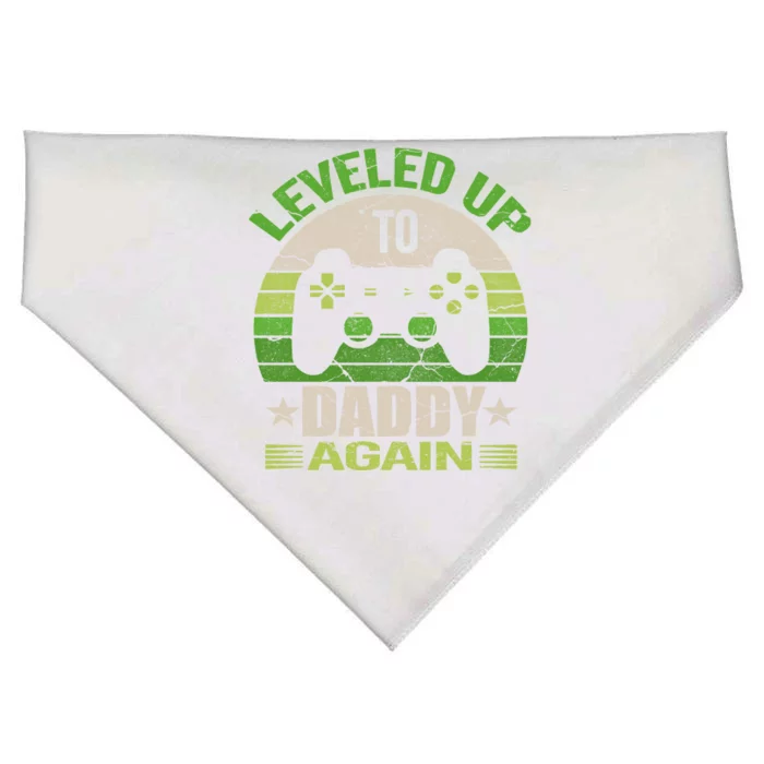 Daddy To Be Again Gift Leveled Up To Daddy Gift Gift USA-Made Doggie Bandana